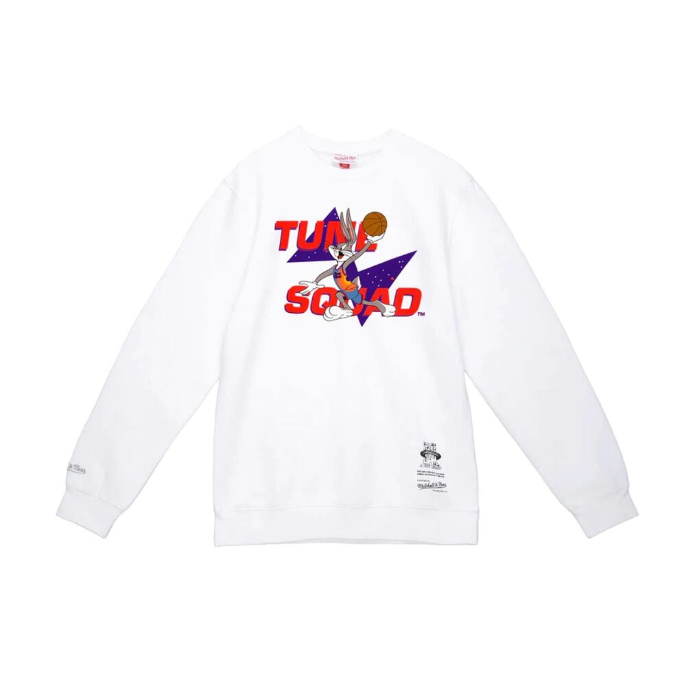 Mitchell Ness Space Jam Tune Squad Sweater Hoodie Pullover Men Large L White NEW